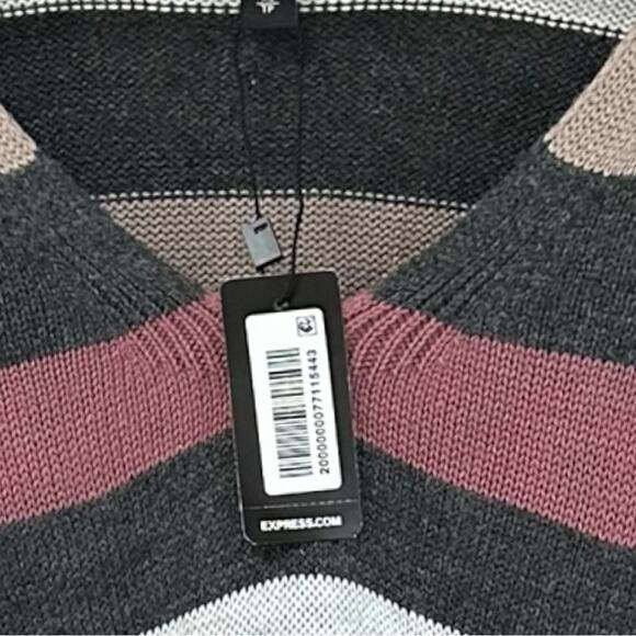 EXPRESS NWT 60.00 Stripe V-Neck Sweater Size XS - Picture 2 of 5